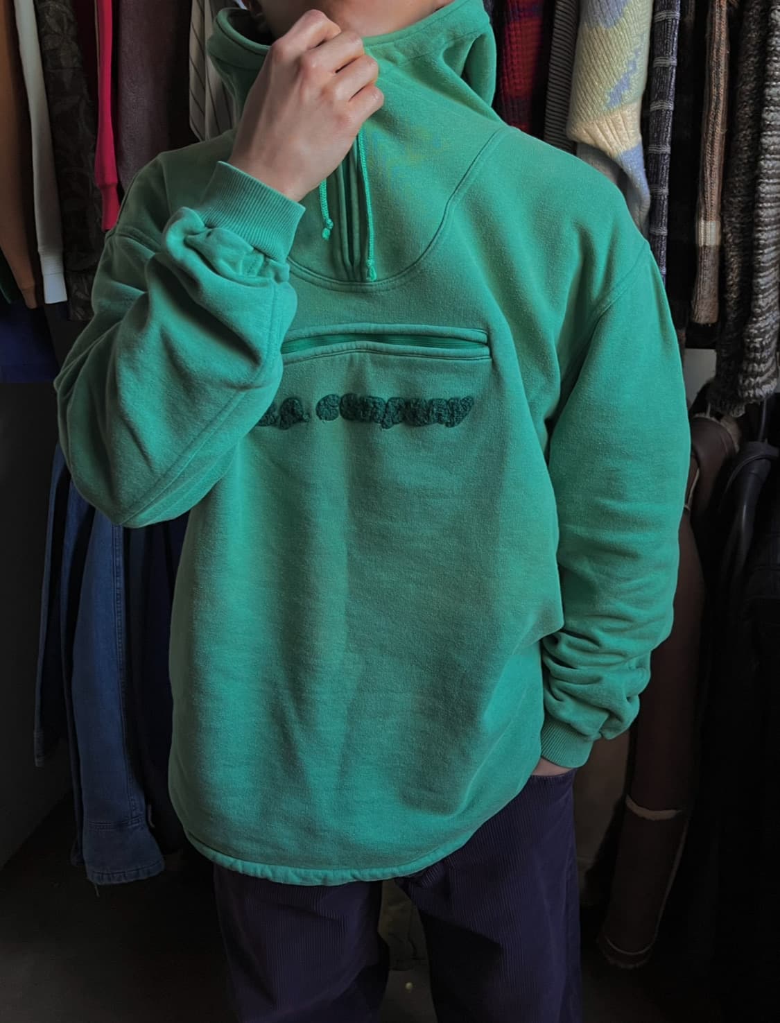 80s CP 컴퍼니 아카이브 올드 로고 후드 코튼 하프 집업 아노락 상품이미지4