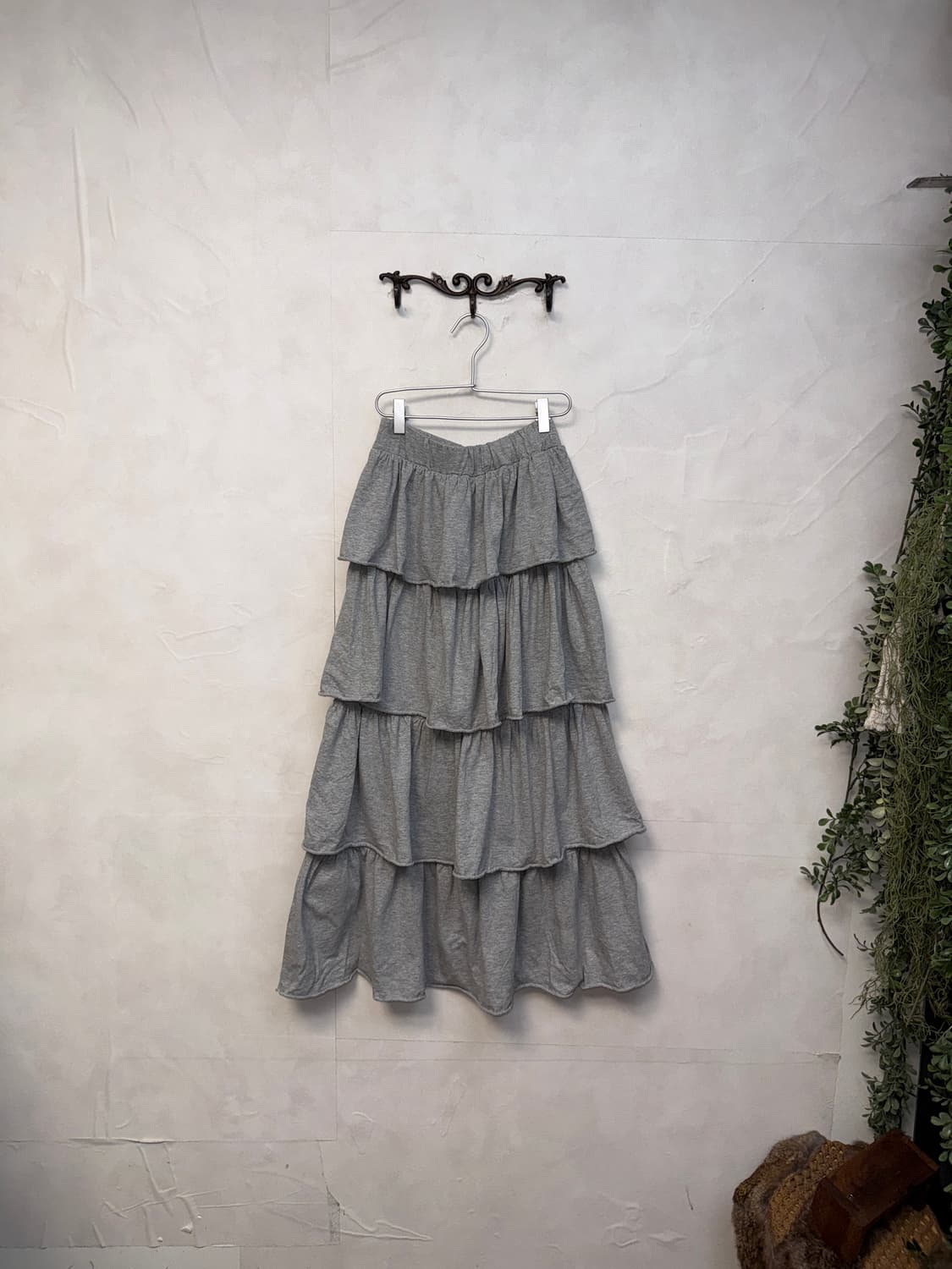 Gray cotton cancan maxi skirt 상품이미지1
