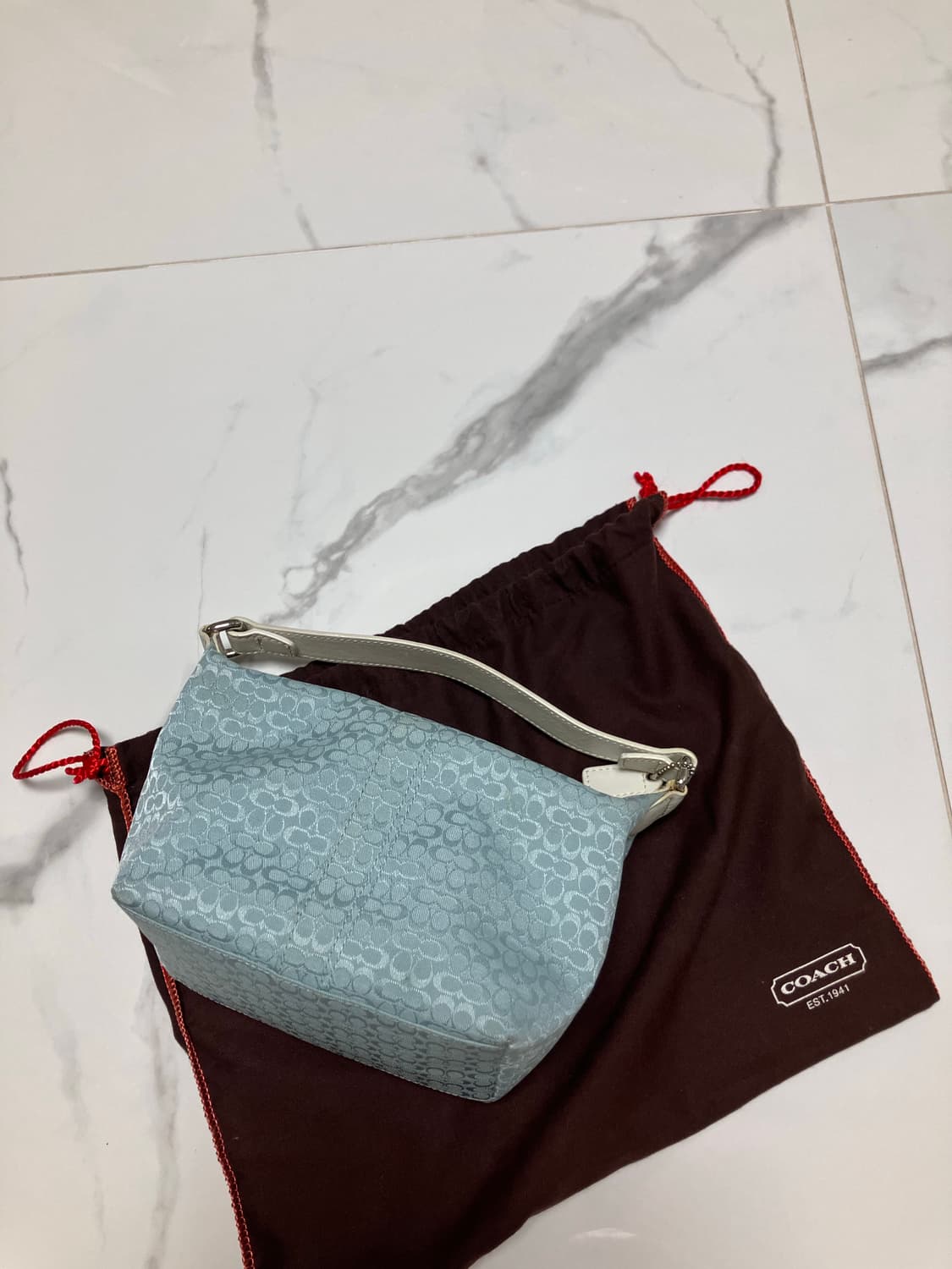 Y2K  코치 베이비 블루 미니 포셰트 백 모노그램 상품이미지2