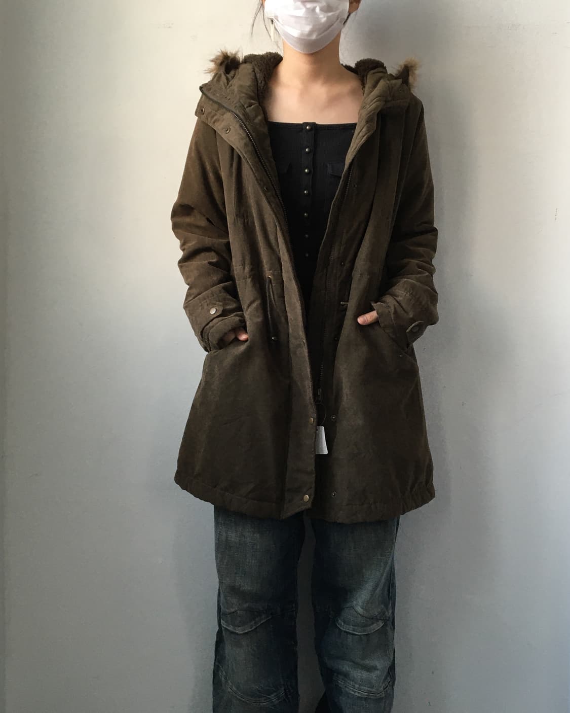 Fake fur hood filed jacket 상품이미지1