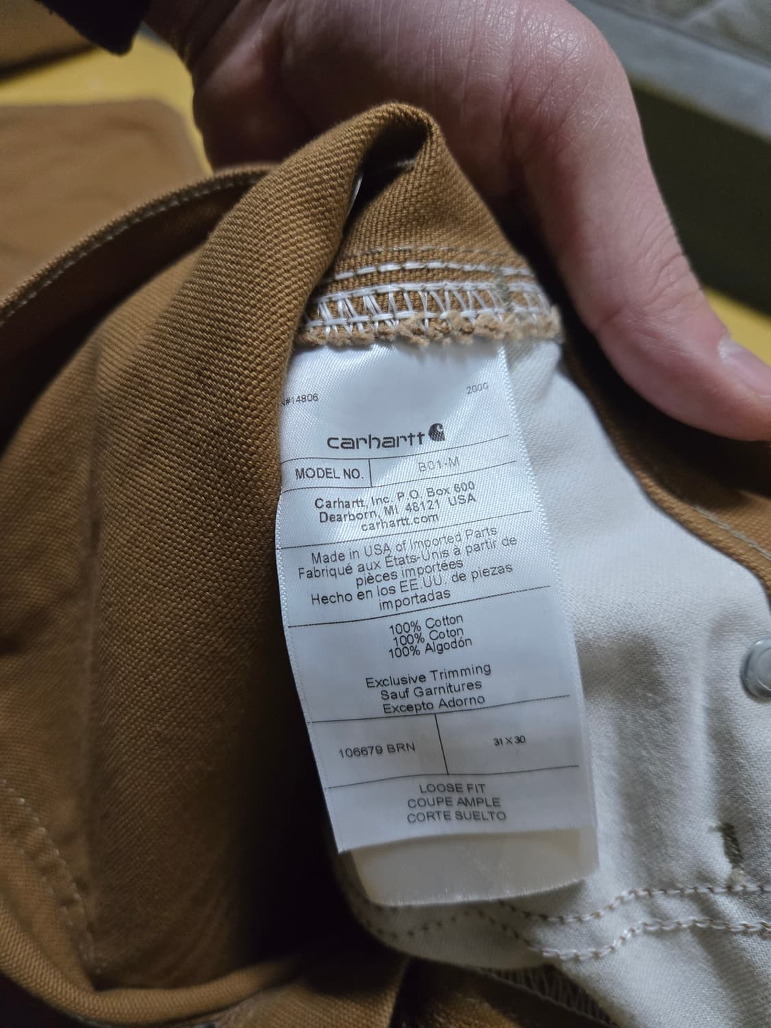 칼하트 b01 더블니 31x30 브라운 새상품 팝니다 상품이미지4