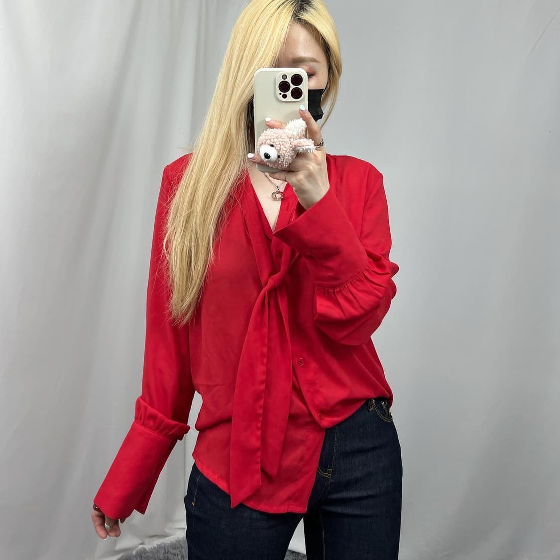 레드 커프스 블라우스 상품이미지2