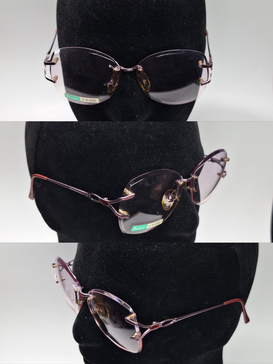 00s 일본제 빈티지 데드스톡 미사용/핑크톤 무테 선글라스 겸 안경테 상품이미지3