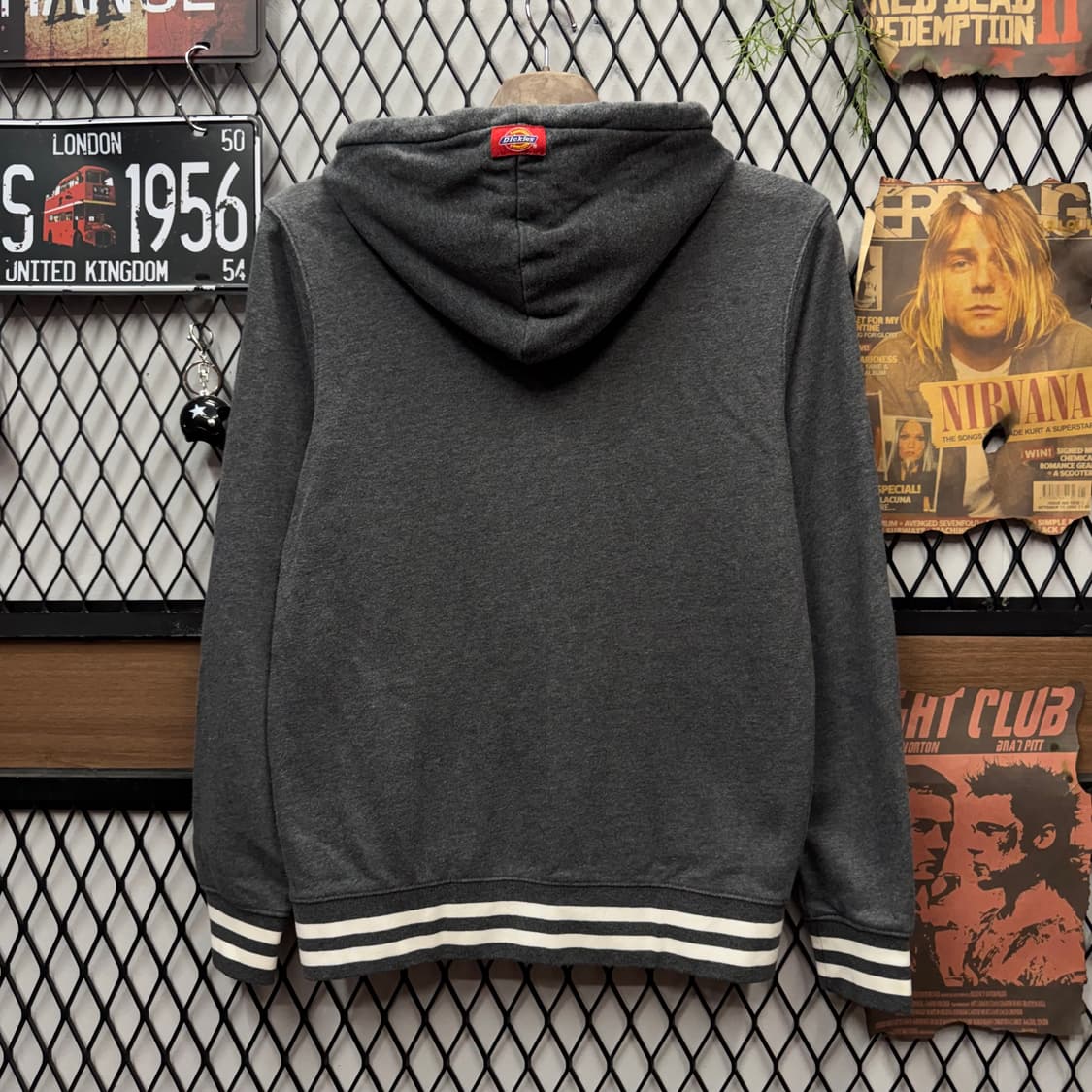 디키즈 후드 집업 전면 로고 포인트 그레이 화이트 상품이미지2