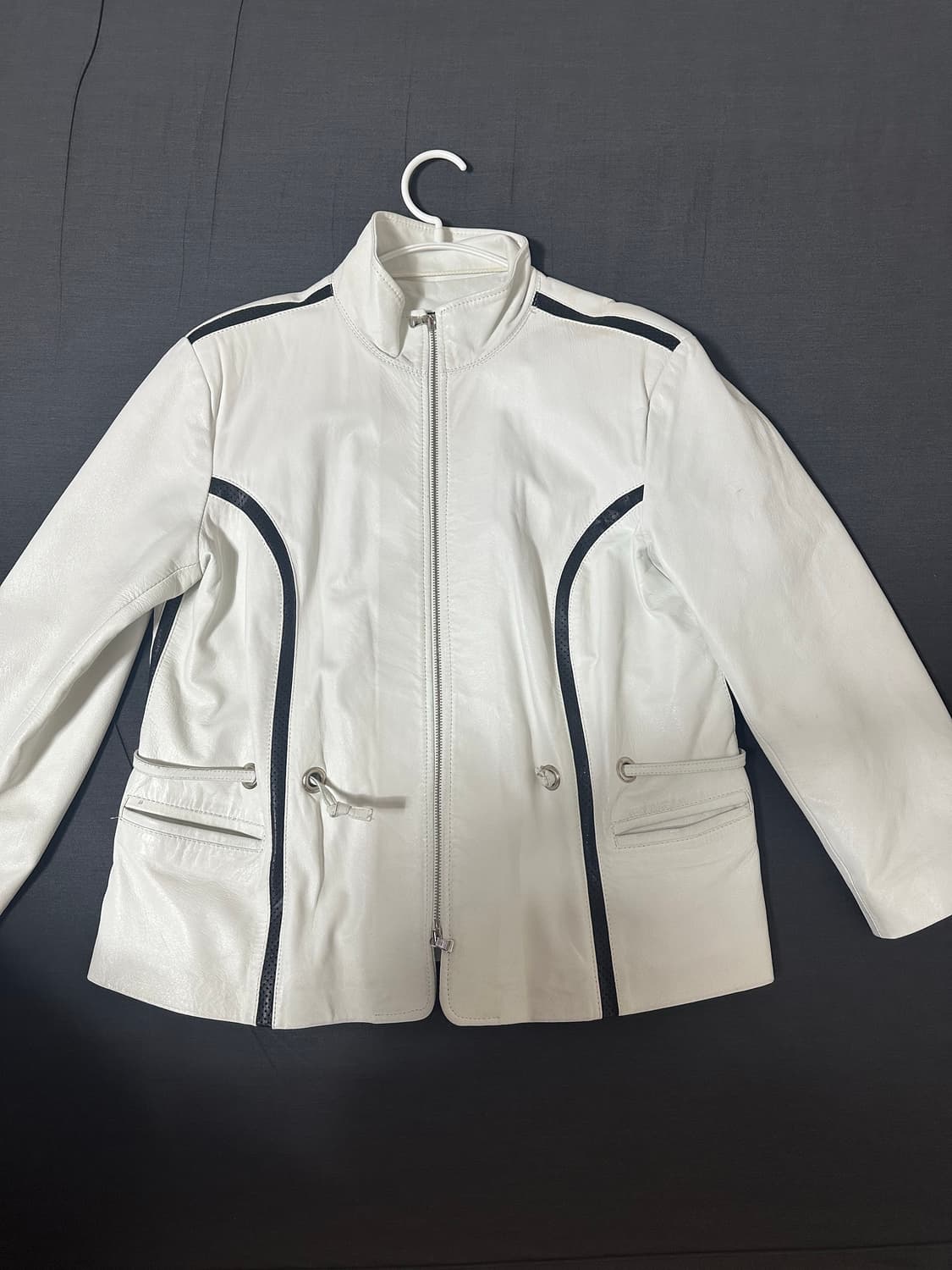 White Leather Jacket Vintage 상품이미지1