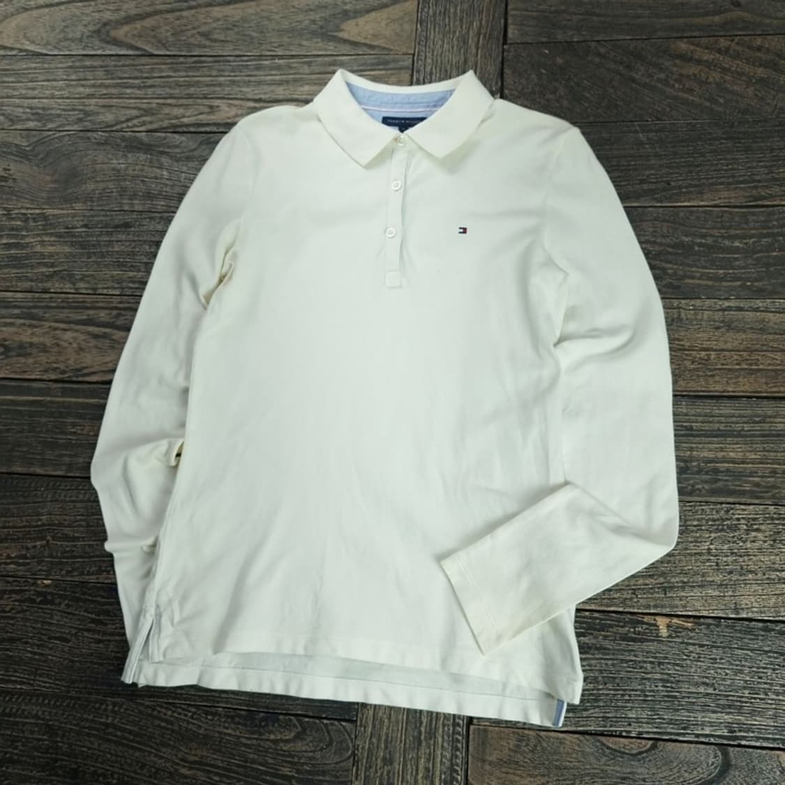 [타미힐피거] 스몰 로고 자수 긴팔 카라티 아이보리 M18741 상품이미지1