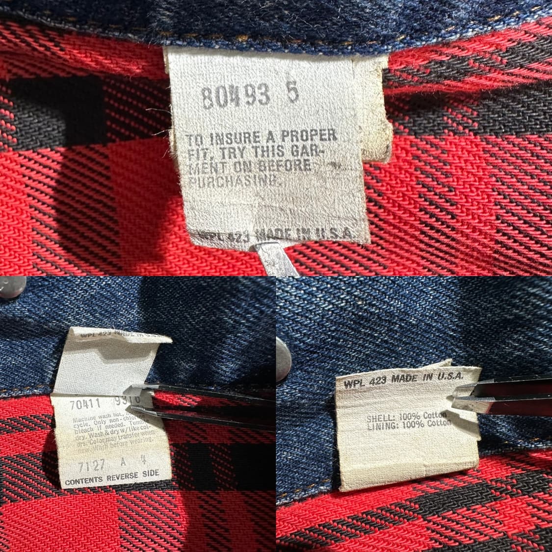 90’s USA 리바이스 체크 라이닝 데님 트러커 자켓 상품이미지9