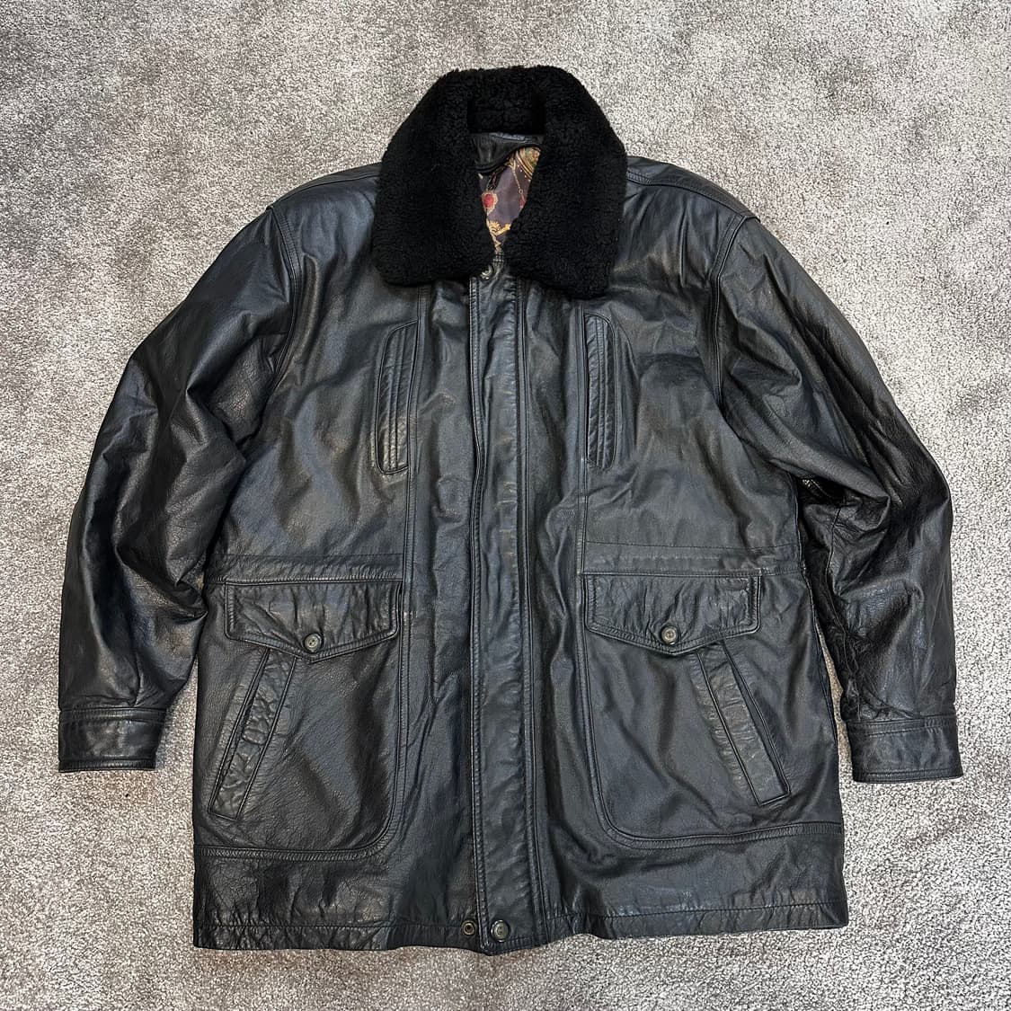 빈티지 블랙 소가죽 사파리 자켓L 상품이미지6
