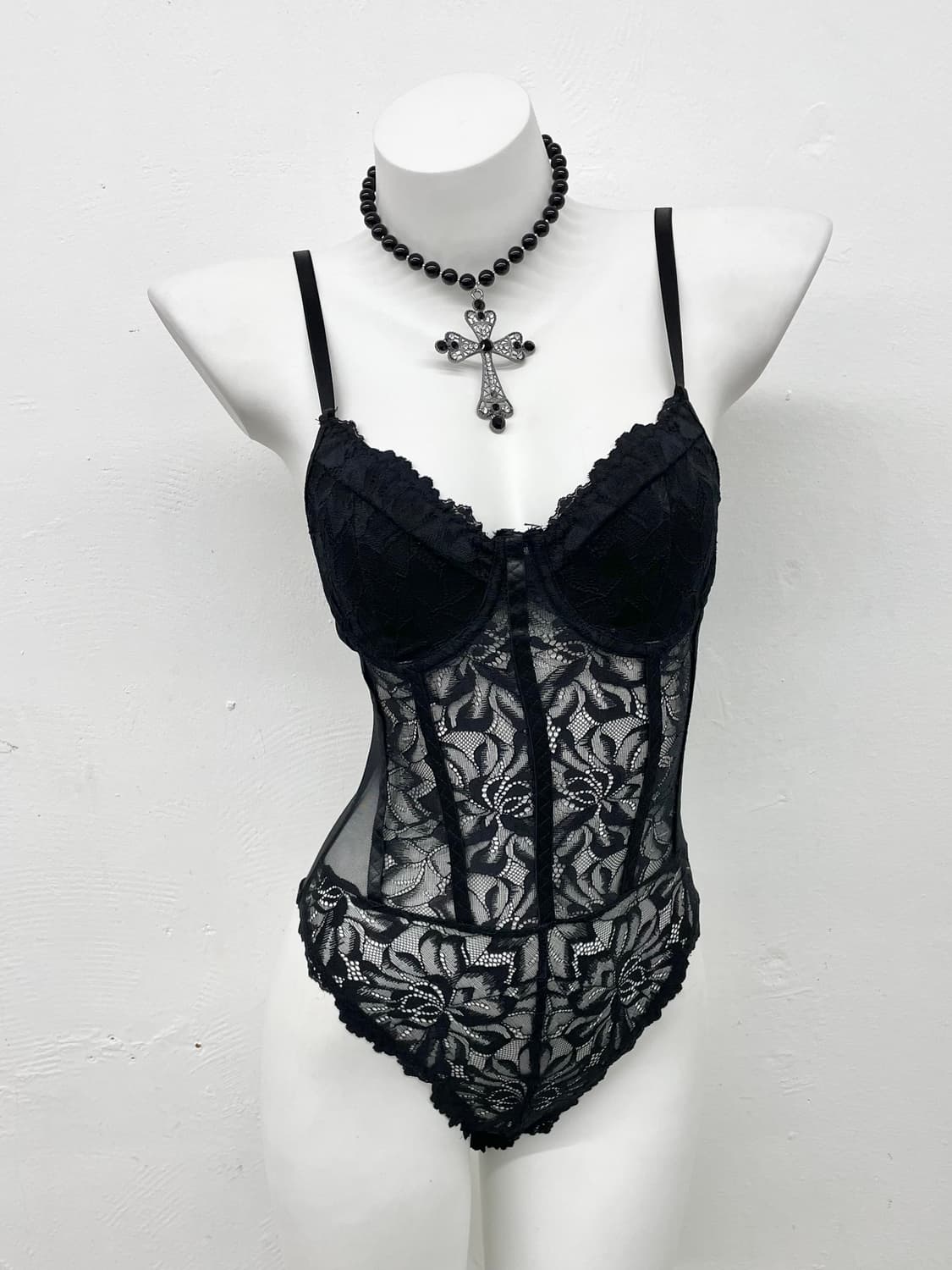 블랙 고딕 레이스 바디수트 상품이미지1
