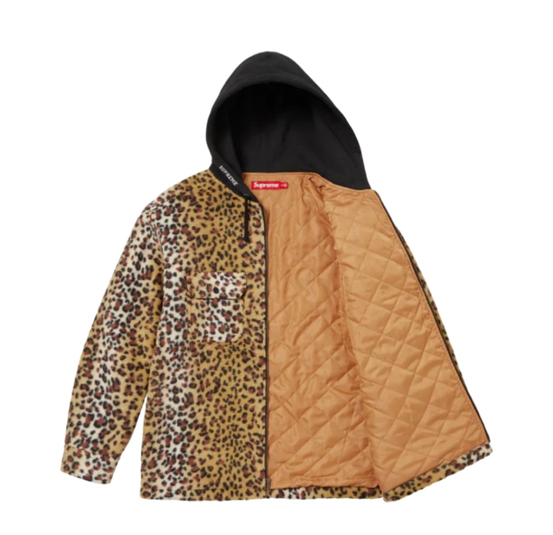 [L] 슈프림 플리스 집업 후드 브라운 레오파드 상품이미지10