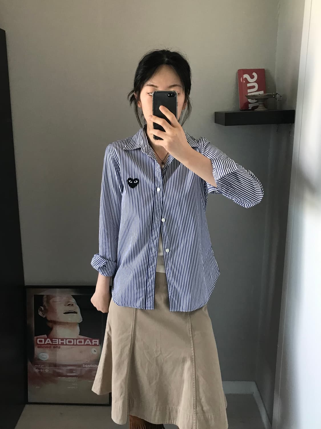 꼼데가르송 블랙 와펜 스트라이프 셔츠 상품이미지1