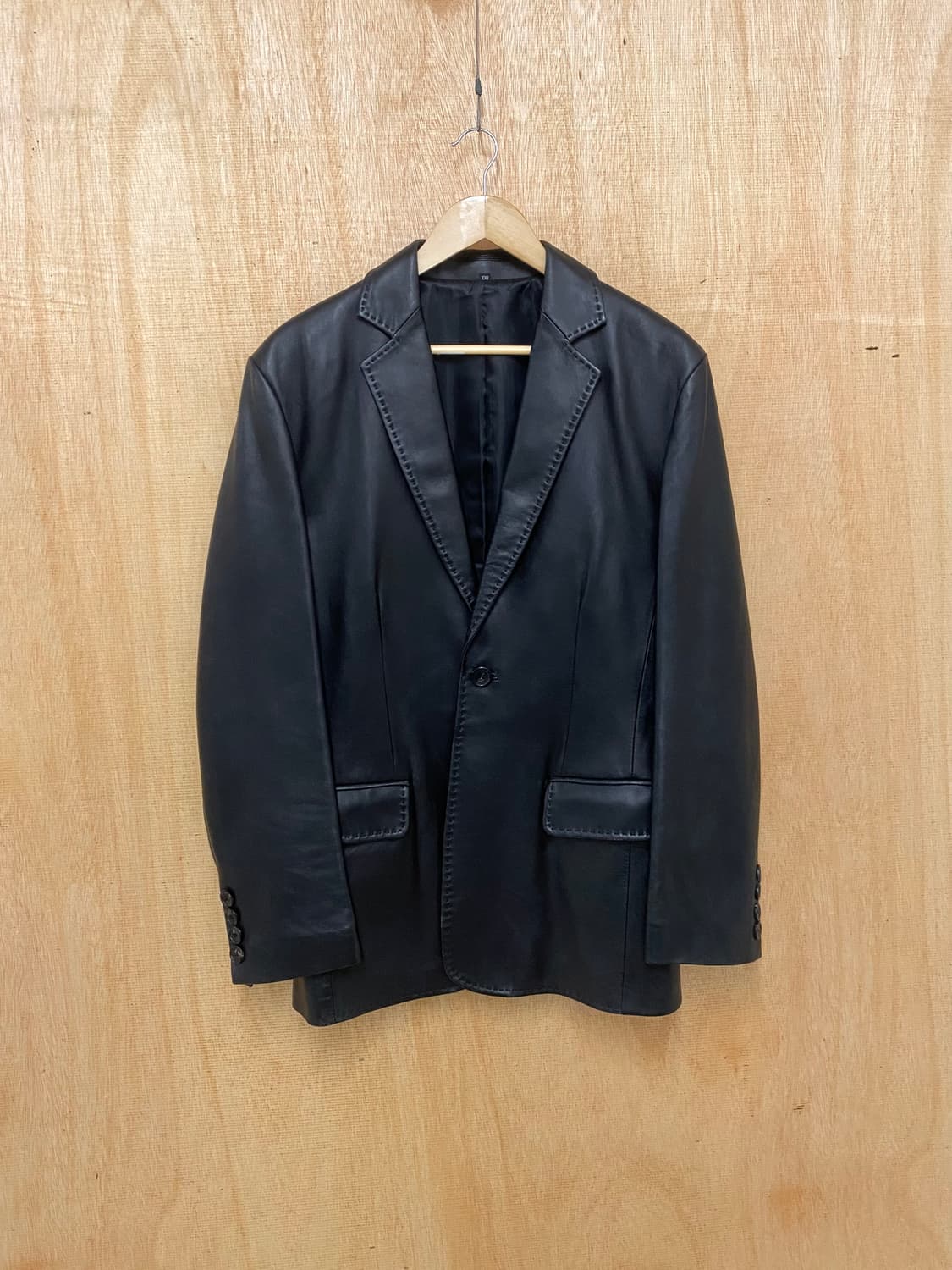 VTG leather stitch blazer jacket 레더 블레이저 상품이미지1
