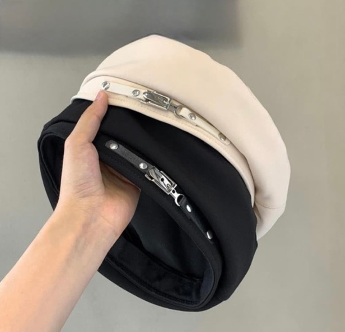 [새상품] 벨티드 버클 코튼 베레모 / 블랙 상품이미지3