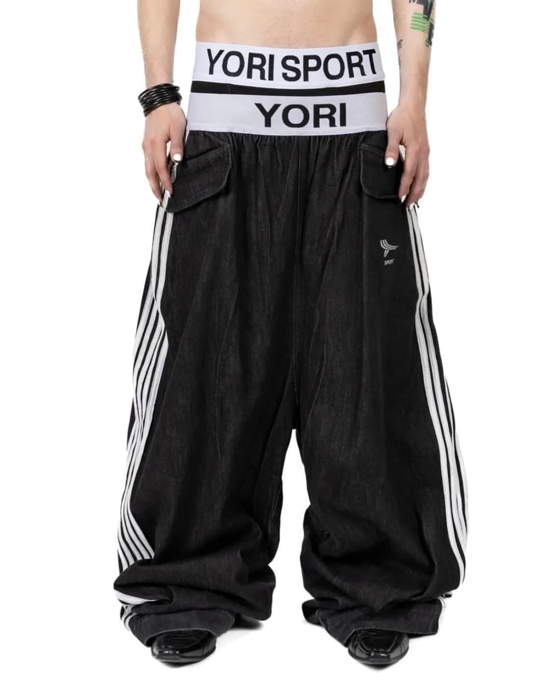 YORI SPORTS 5 Stripe Elastic Denim Pants 상품이미지1
