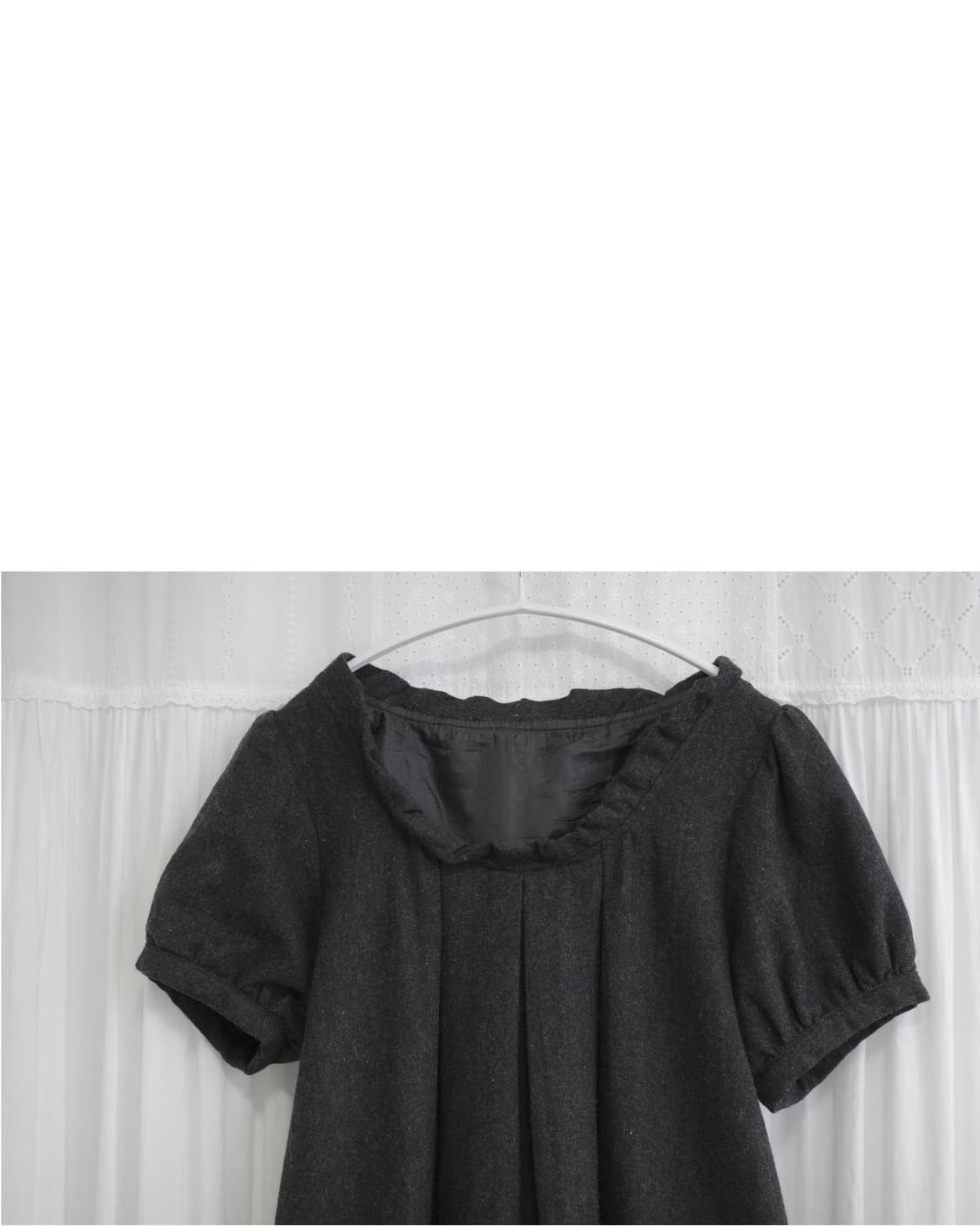 Charcoal Frill Pintuck Dress 상품이미지5