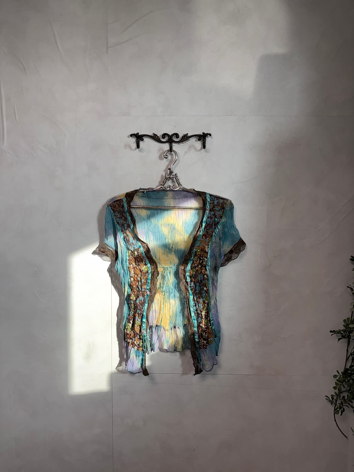 Blue lemon tie dye fairy floral blouse 상품이미지2