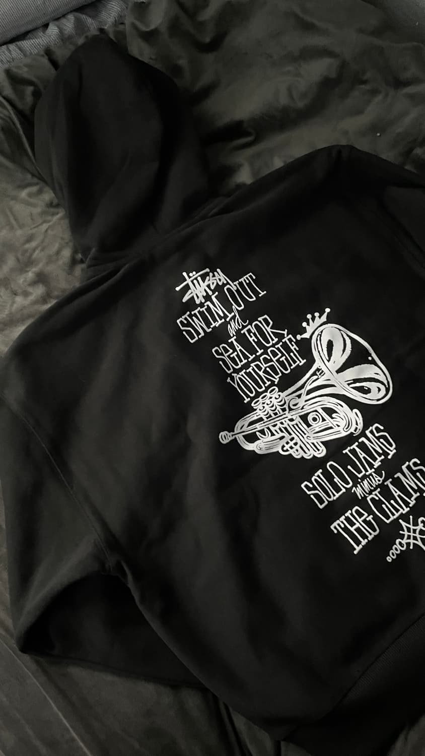 스투시 블랙 스윔아웃 후드집업 새상품 택포함 L 상품이미지4