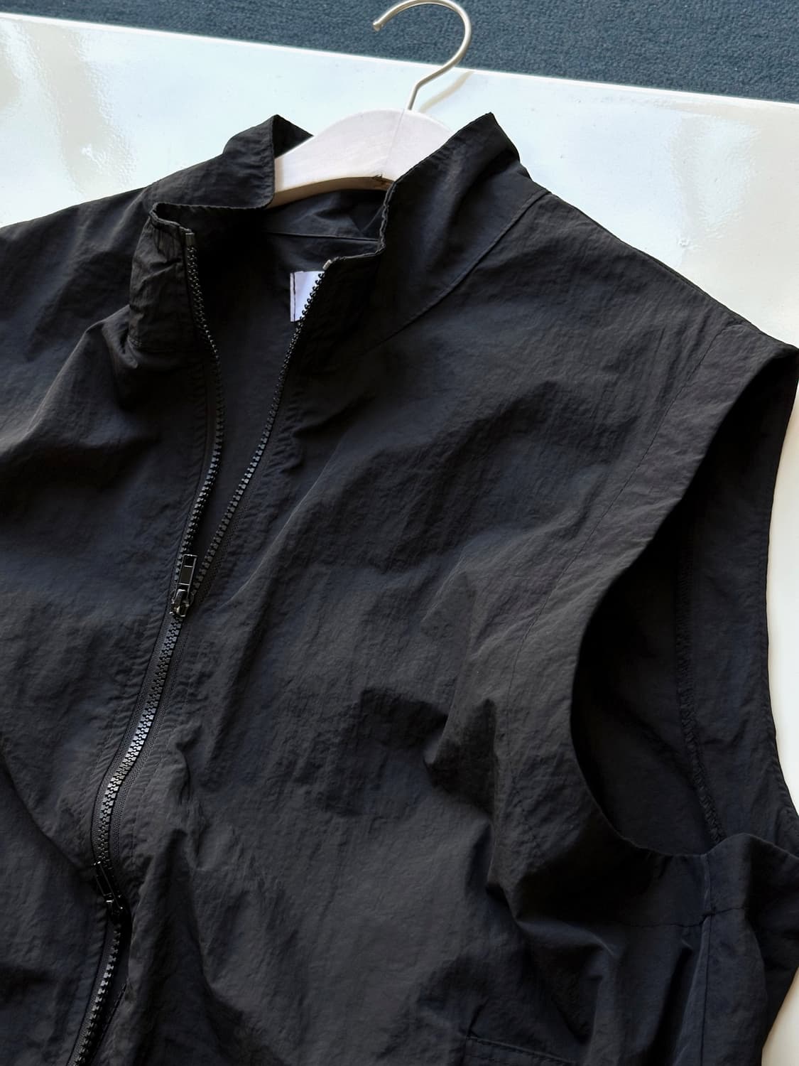 Washed fabric 2way zip design vest 상품이미지1