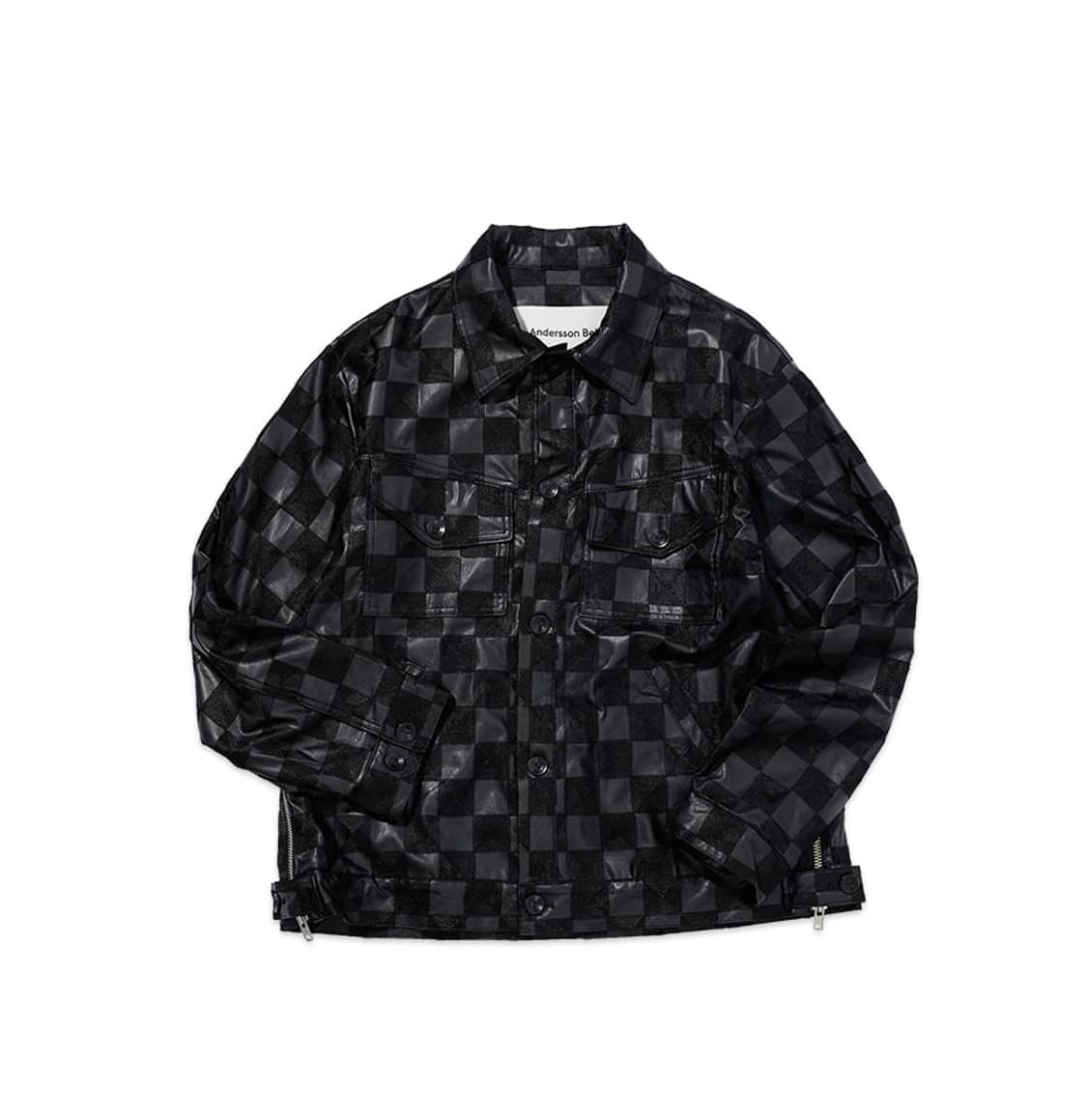 앤더슨벨 포 레더 체커보드 트러커 자켓 awa420m(BLACK) 상품이미지1