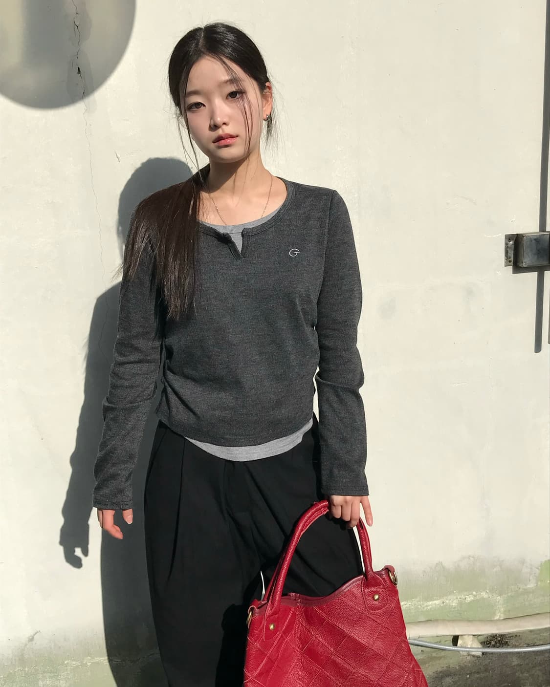 레드 다이아몬드 레더 토트백  상품이미지5