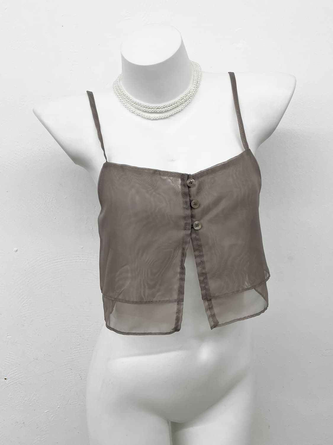 그레이 시어 버튼 뷔스티에 상품이미지1