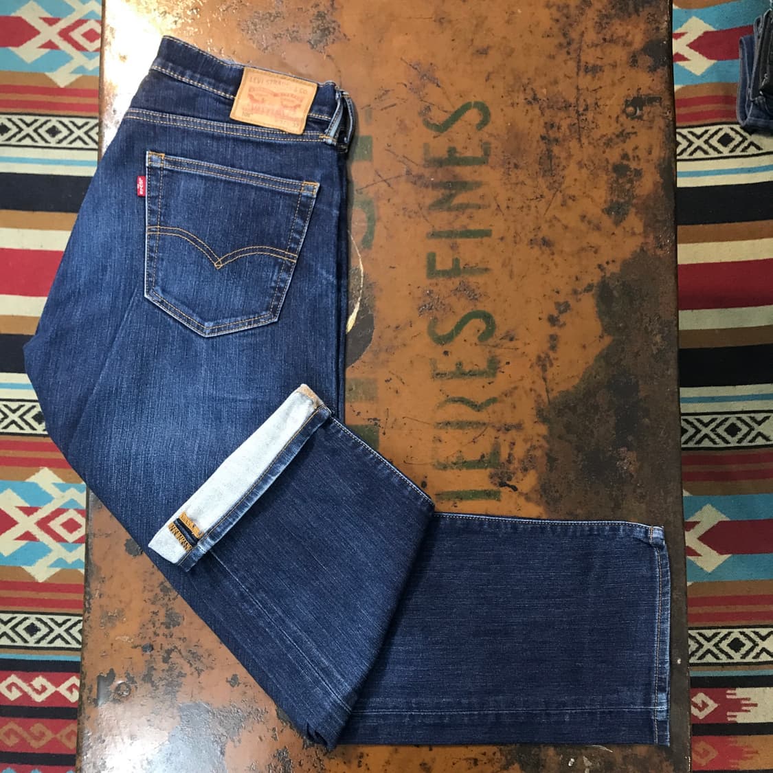 리바이스 505 진청 워시드 데님 팬츠 허리 32 사이즈 상품이미지2