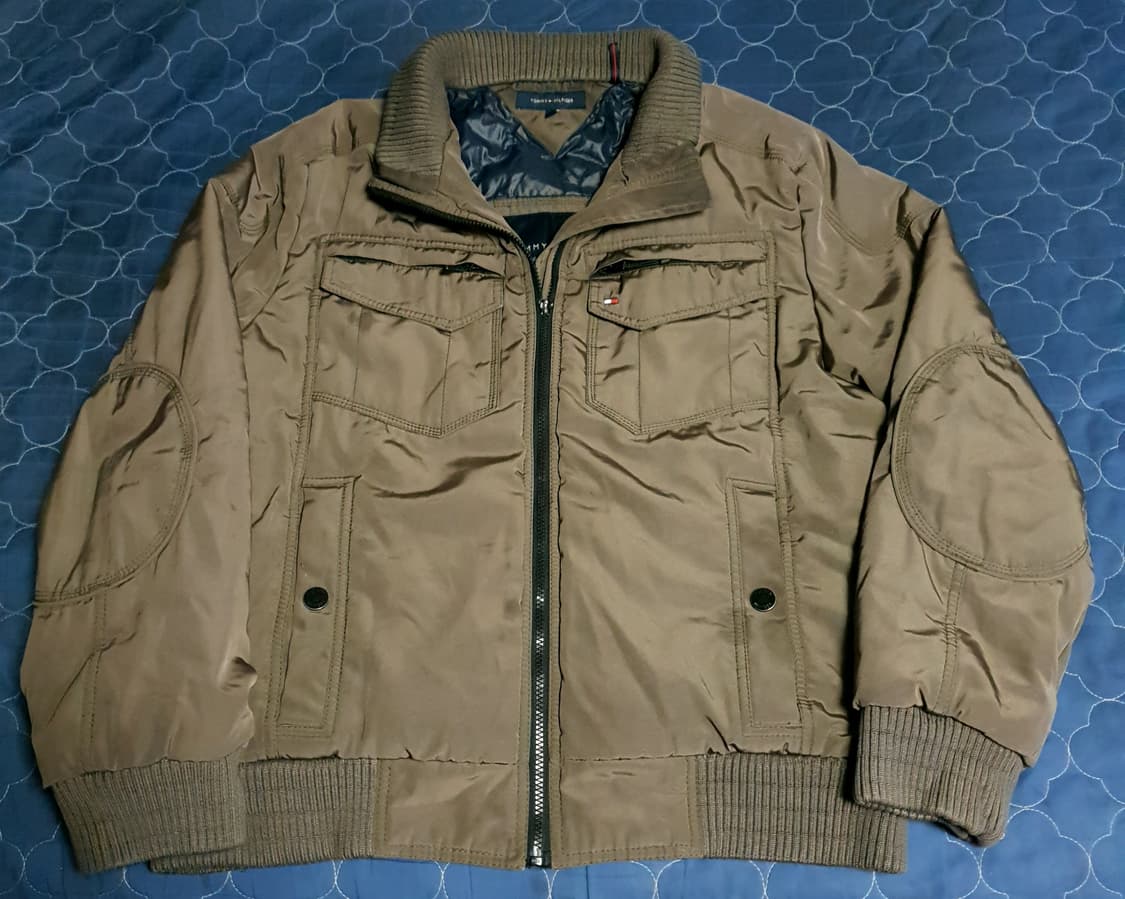 (빈티지) 타미힐피거 뉴욕시티 엘보패치 유틸 항공점퍼 올리브카키 (L) 상품이미지1