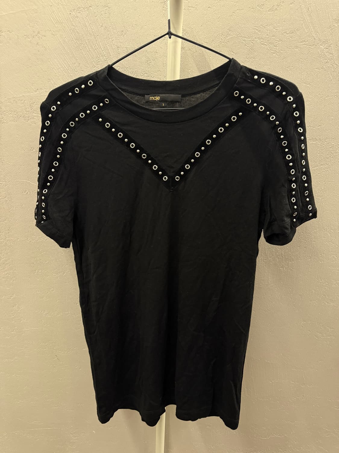 마쥬 블랙 스터드 모달  티셔츠 사이즈 1 상품이미지2