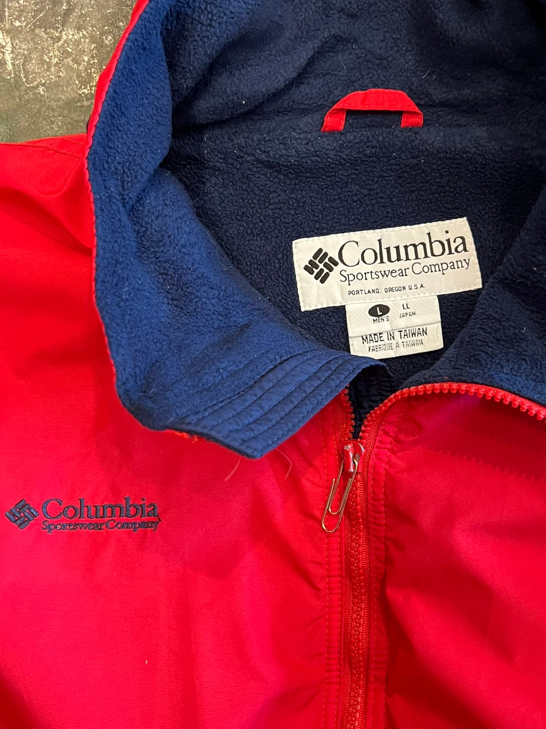 90's 올드 콜롬비아 플리스 안감 레드 바람막이 집업 빈티지 자켓 상품이미지6