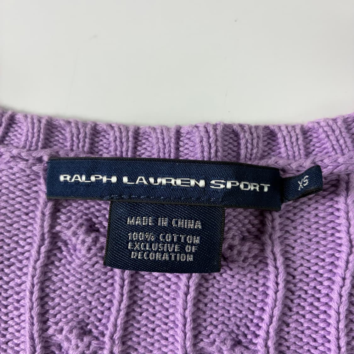 Polo  랄프로렌 자수 코튼 라벤더 꽈배기 브이넥 니트  상품이미지5