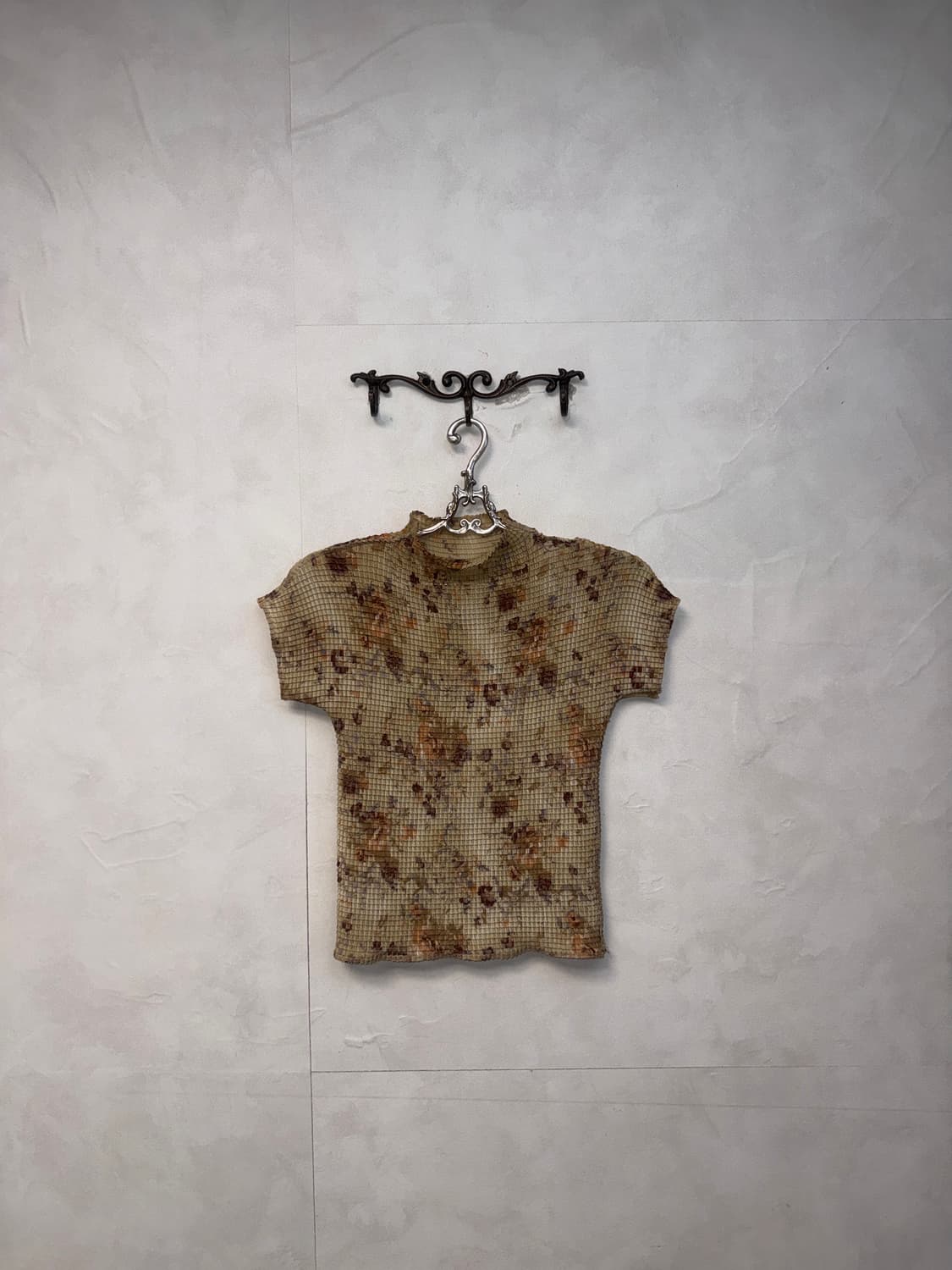 Beige vintage flower stretch pleats t 상품이미지5