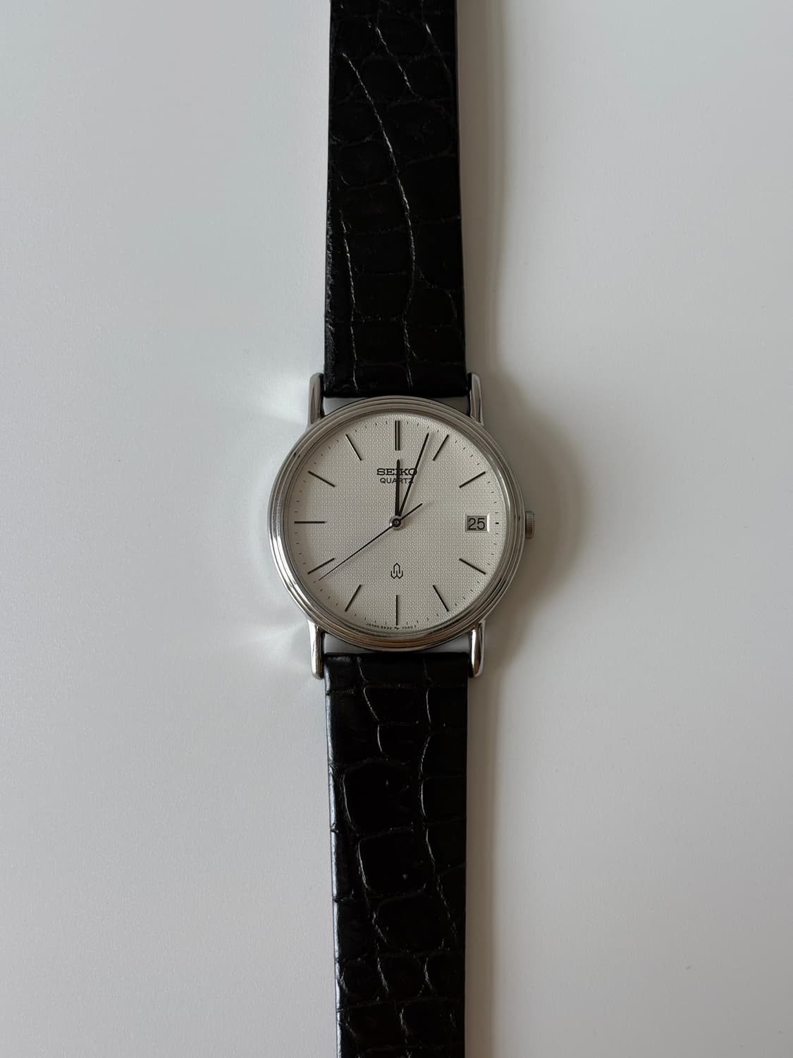 1980년대 Chariot 텍스쳐 다이얼 실버 쿼츠 남성  상품이미지1