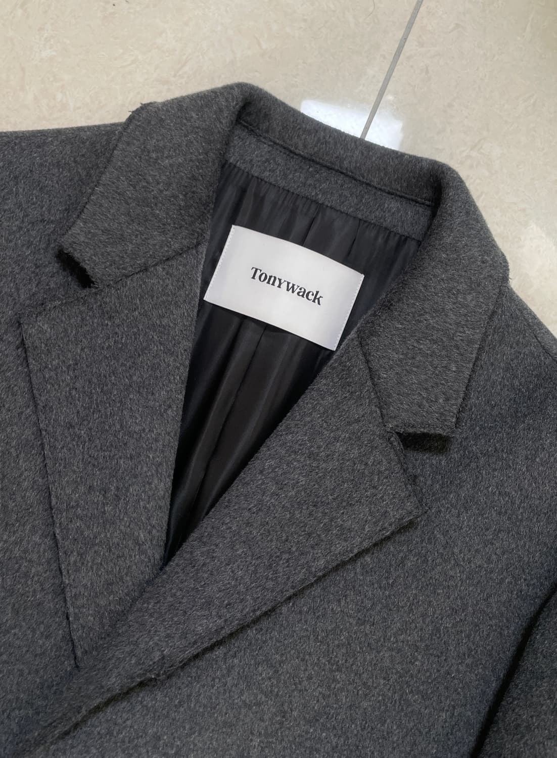 [S] 토니웩 크루도 캐시미어 커팅 코트 다크그레이 차콜 상품이미지4