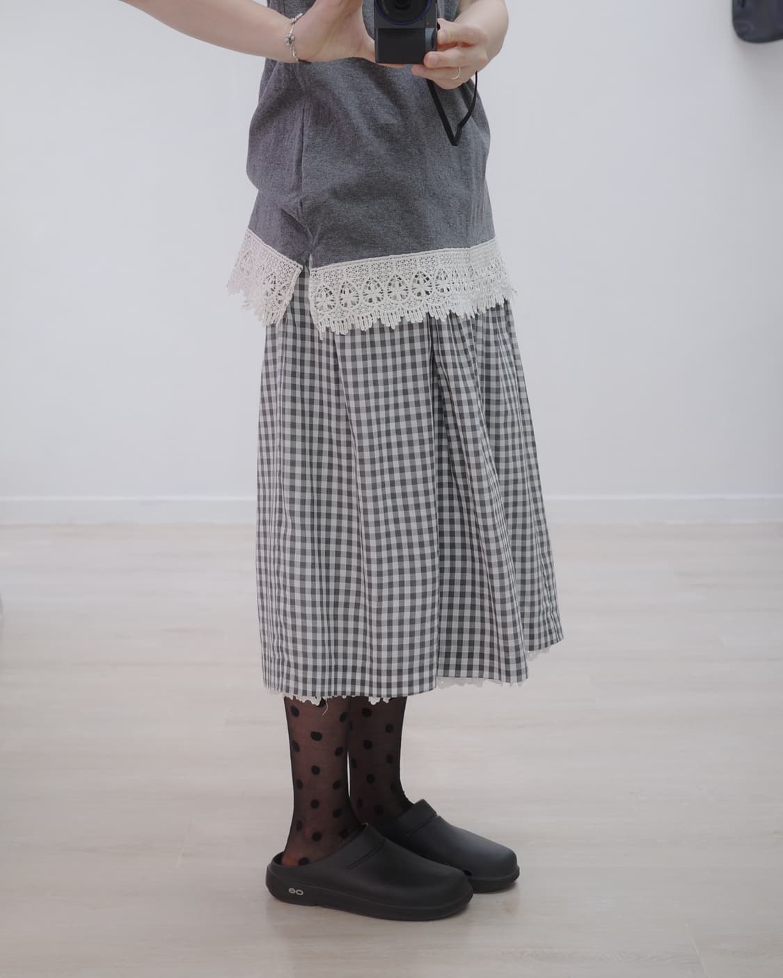 Charcoal Gobang Check Skirt 상품이미지4
