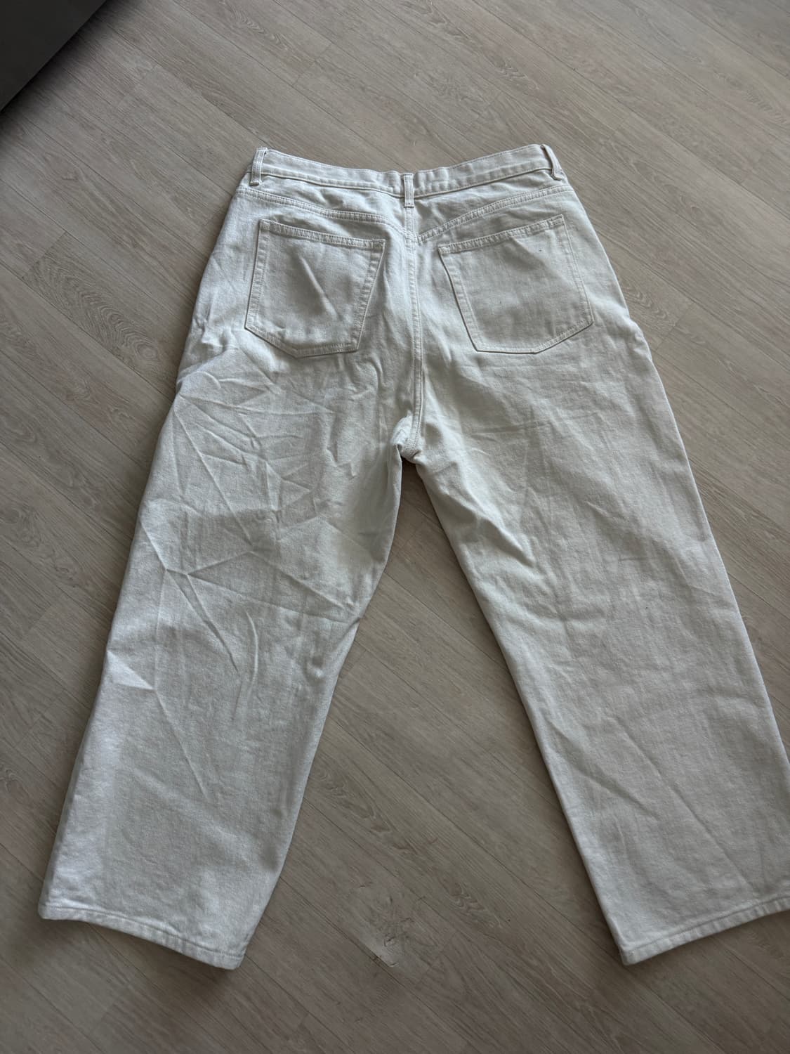 무신사 스탠다드 투턱 와이드 팬츠 크림 데님 상품이미지2