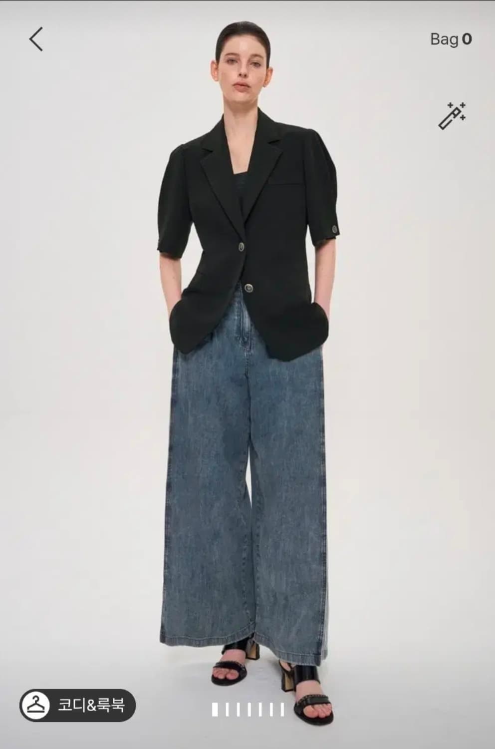 [오브제] 한섬 백 핀턱 하프 슬리브 자켓 24ss 블랙 상품이미지2