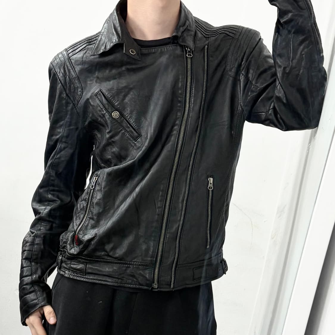 Dirty-12 양가죽 더블집업 라이더 자켓 상품이미지3