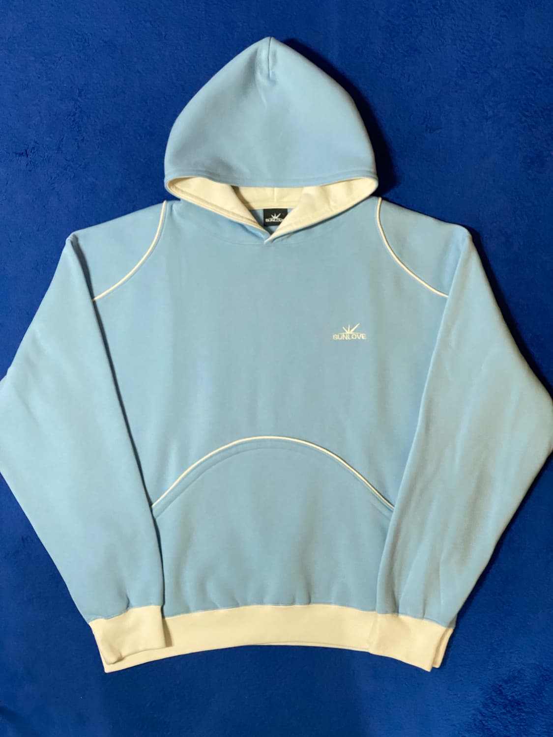 SUNLOVE 썬러브 크레센트 브러쉬드 하늘색 후드티 XL 상품이미지1