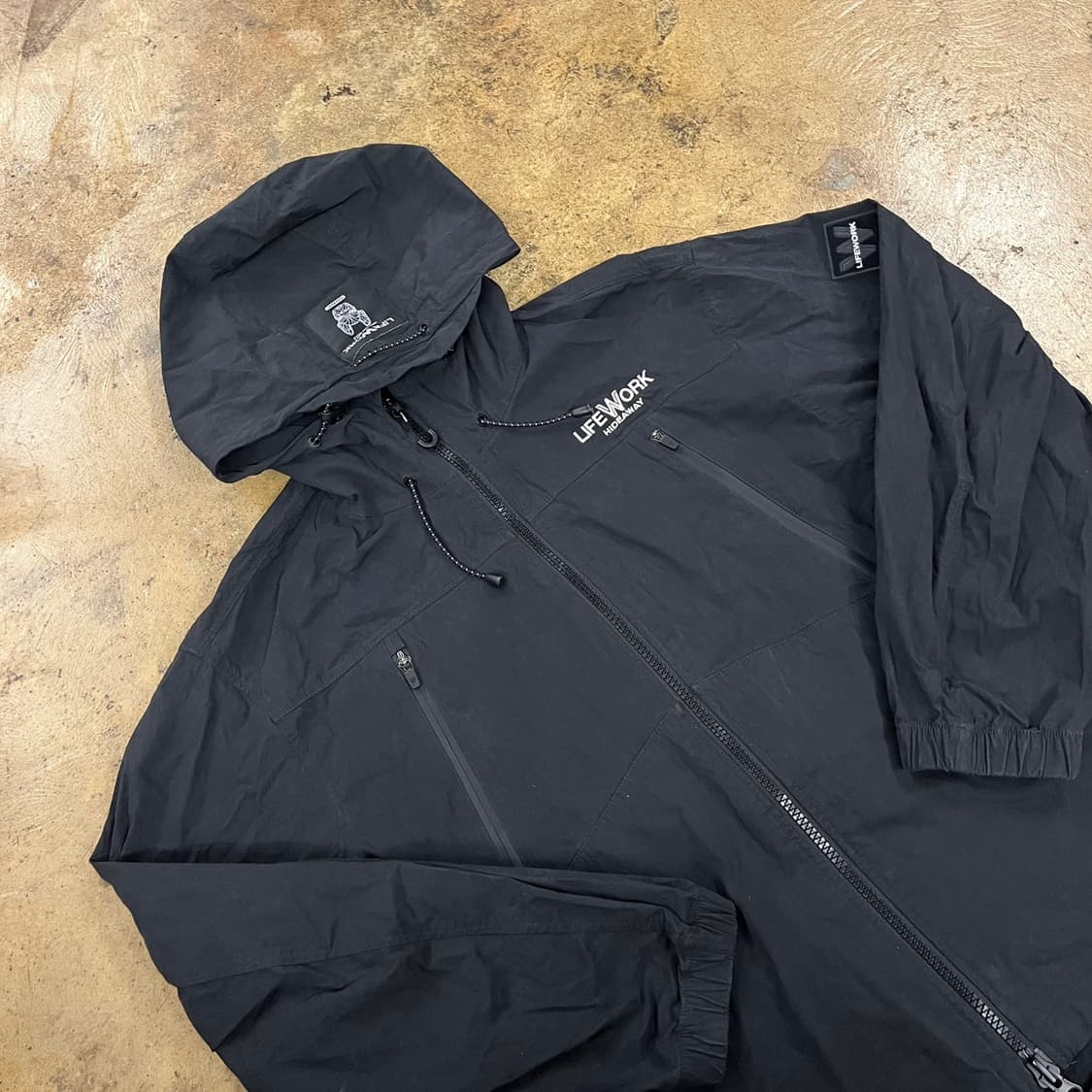 [정품/M] 라이프워크 블랙 바람막이 후드집업 b16 상품이미지1