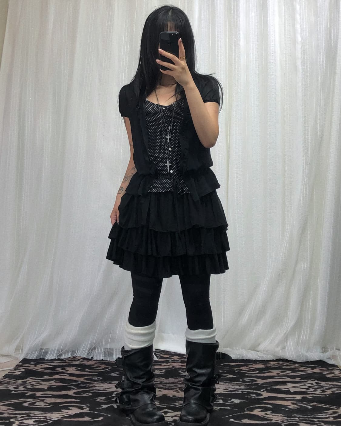 블랙 도트 레이어드 빈티지 세트 상품이미지2