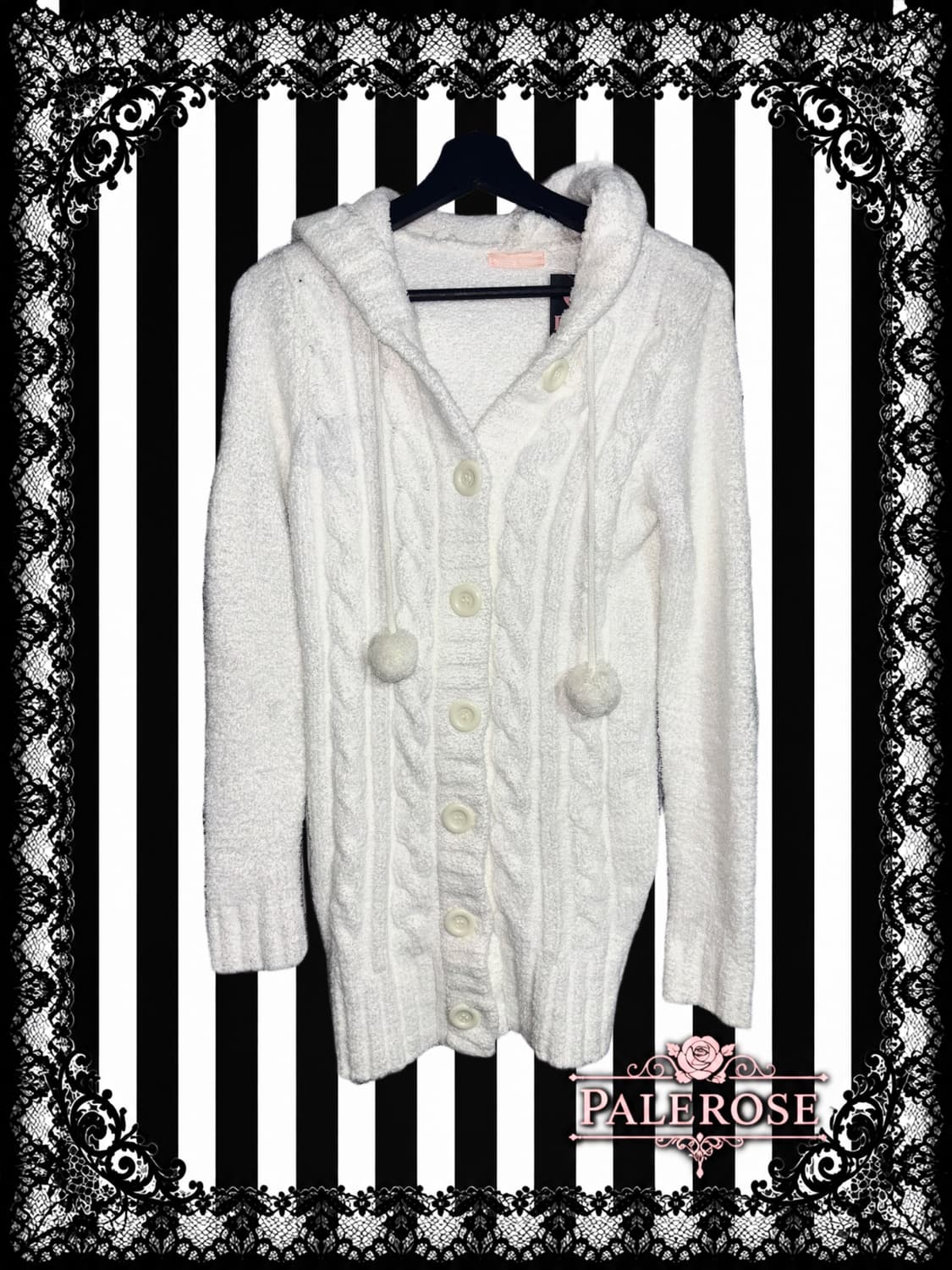 Cream White Pompom Cardigan 상품이미지1