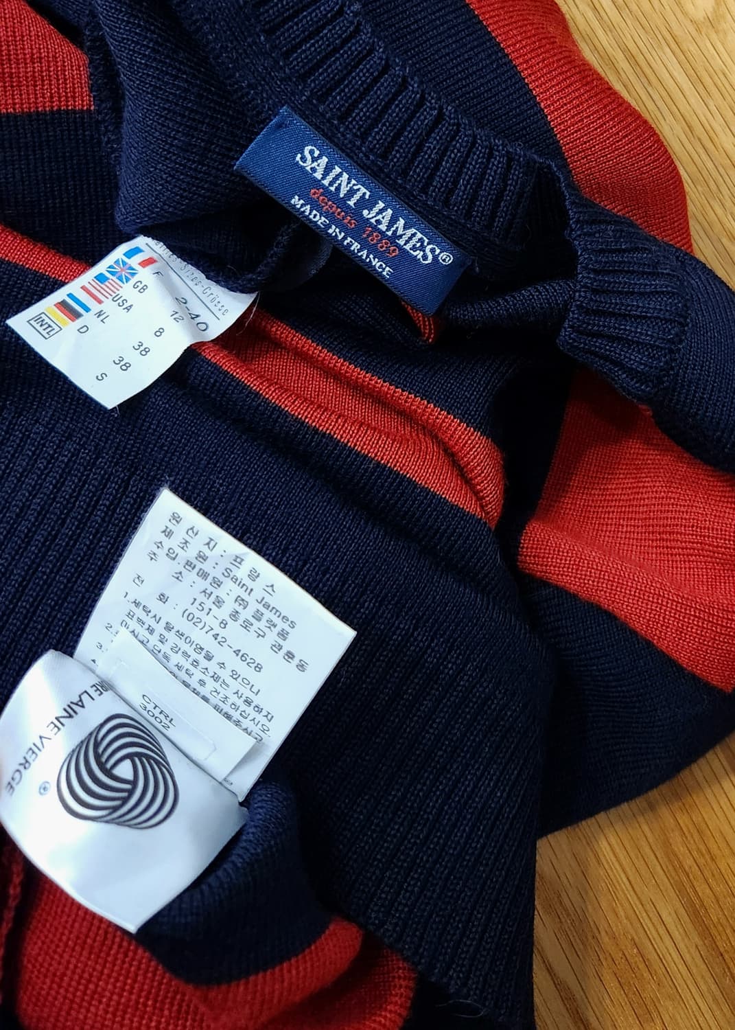 (새상품급)세인트제임스 단가라 니트s 상품이미지6