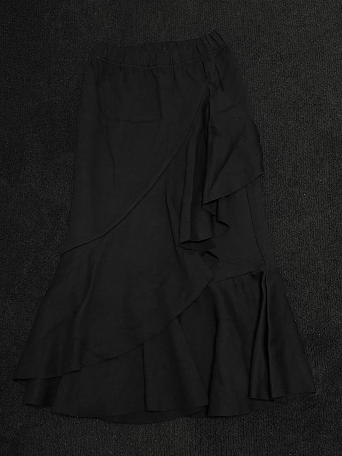 빈티지 블랙 머메이드 드레이핑 미디스커트 아야즈 상품이미지1