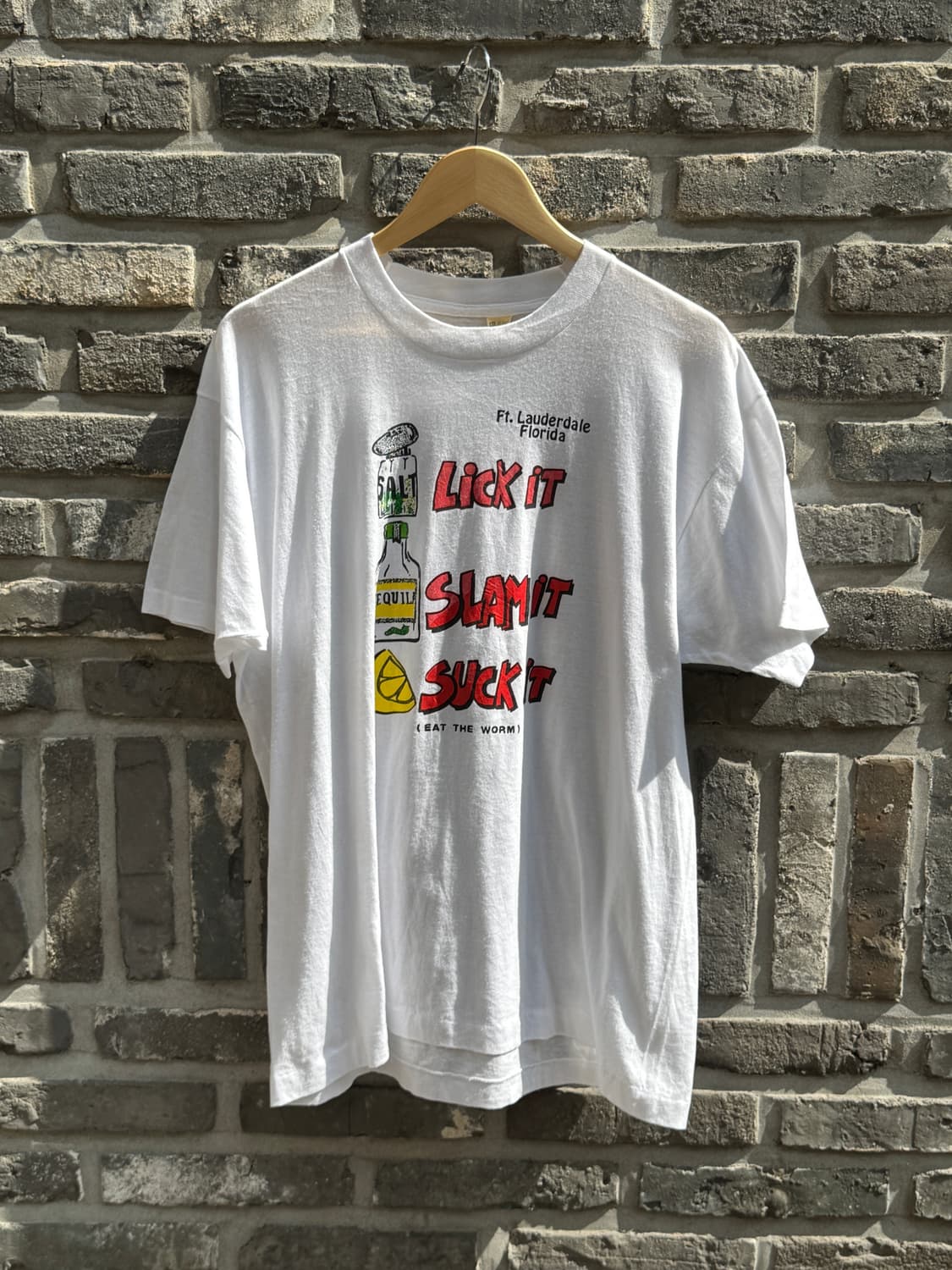 80s USA 싱들스티치 드링킹 조크 티셔츠(HT75) 상품이미지1