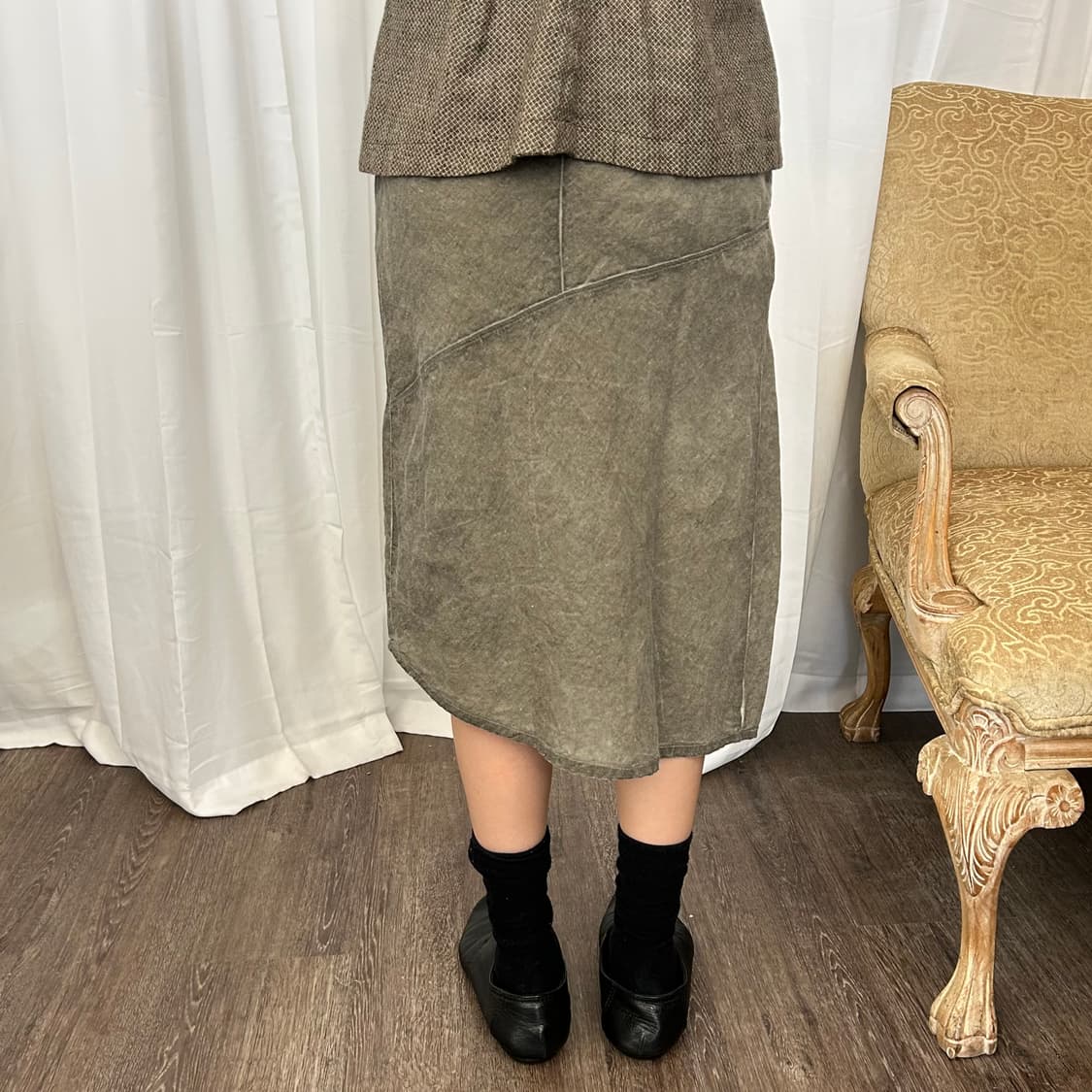 TRANSIT 린넨 비대칭 스커트 상품이미지3