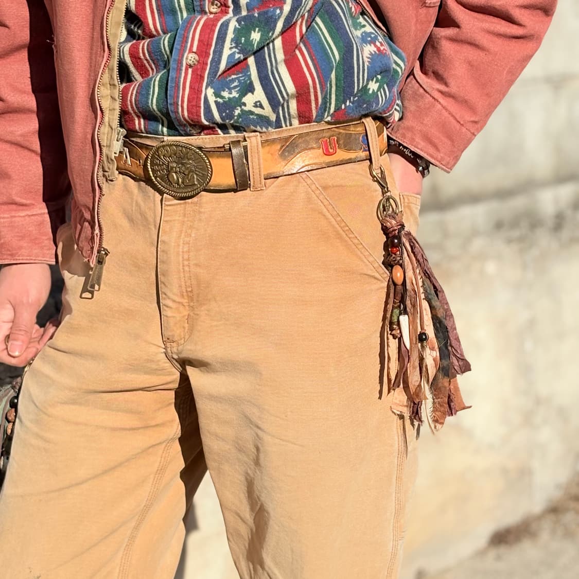 #Br1 핸드메이드 보헤미안 웨스턴 에스닉 실크 깃털 나염 모리 키링 참 상품이미지2