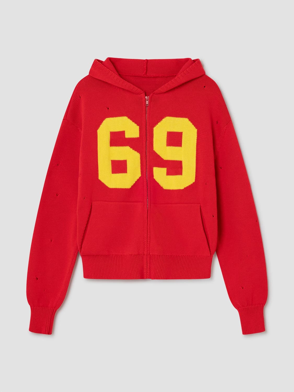 (XS)/ 기마구아스 69 니트 후드집업/ 레드 상품이미지1