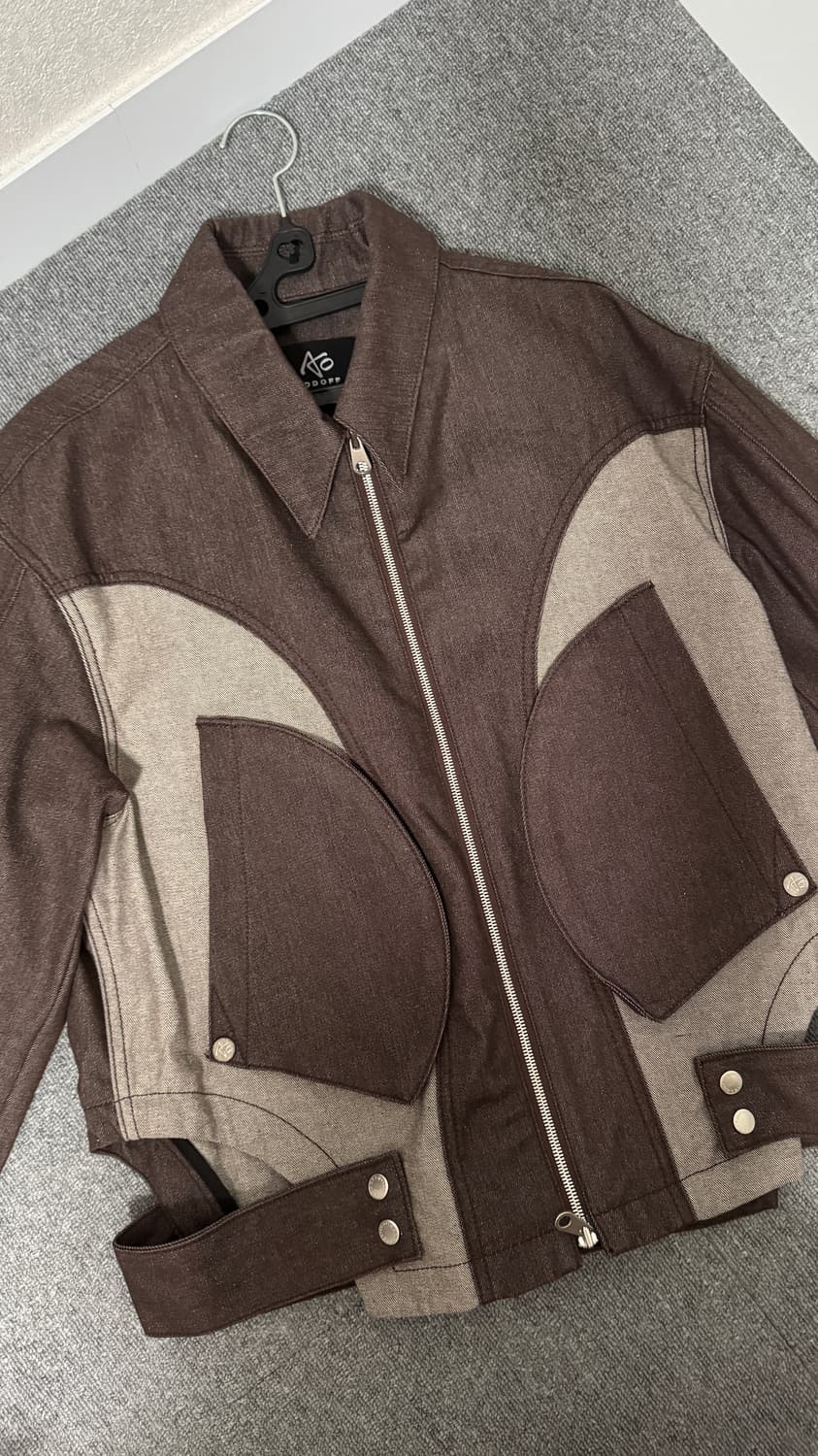 [M] 애드오프 사이드 탭 데님 자켓 브라운 상품이미지2