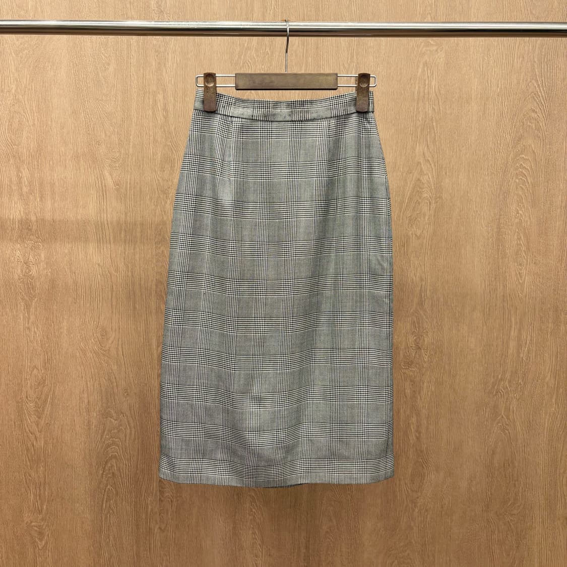 캘빈클라인 울 블렌드 미디 스커트 미니멀 글렌 체크 패턴 디테일 그레이 상품이미지2