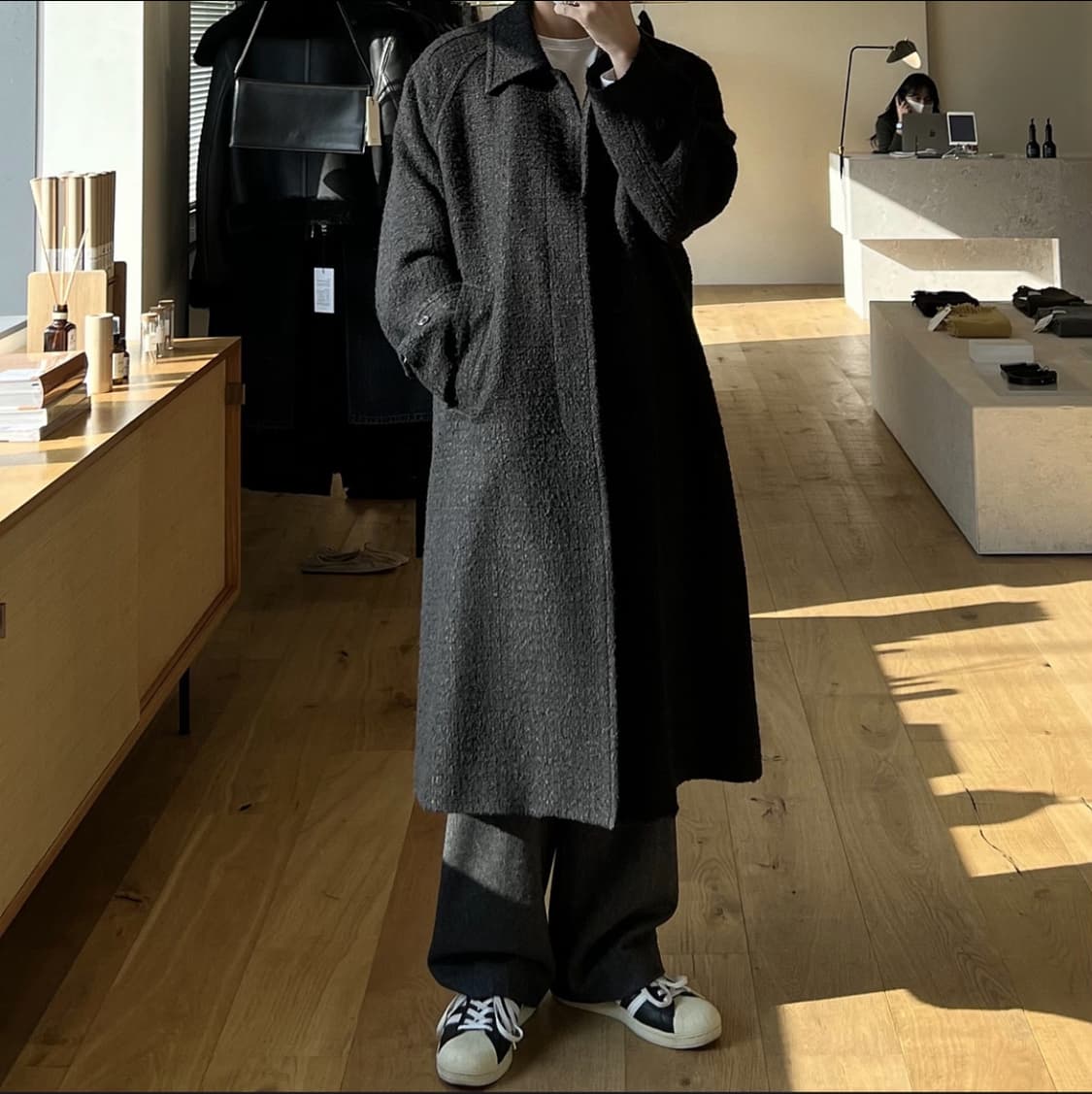 유스 20fw 트위드 체스터필드 코트 (블랙) L사이즈 판매 상품이미지9